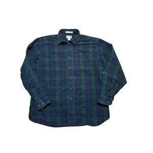 L.L. BEAN Long sleeve Flannel, collared shirt, size Large, Blue & Green; Plaid